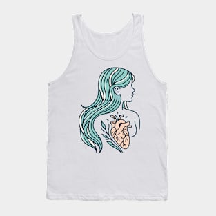 Blue Woman Heart Tank Top